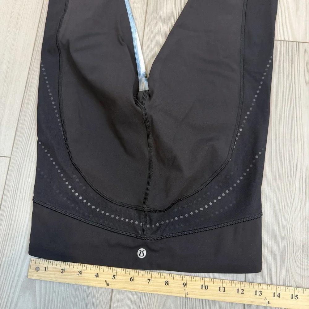 Lululemon Leggings Womens‎ 6 Blue Black Print Stop At Nothing Crop Yoga Gym